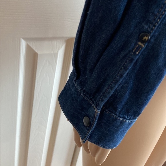 Mavi Gold - Women's Long Sleeve Denim Shirt with Snap Button Closure - Picture 7 of 14